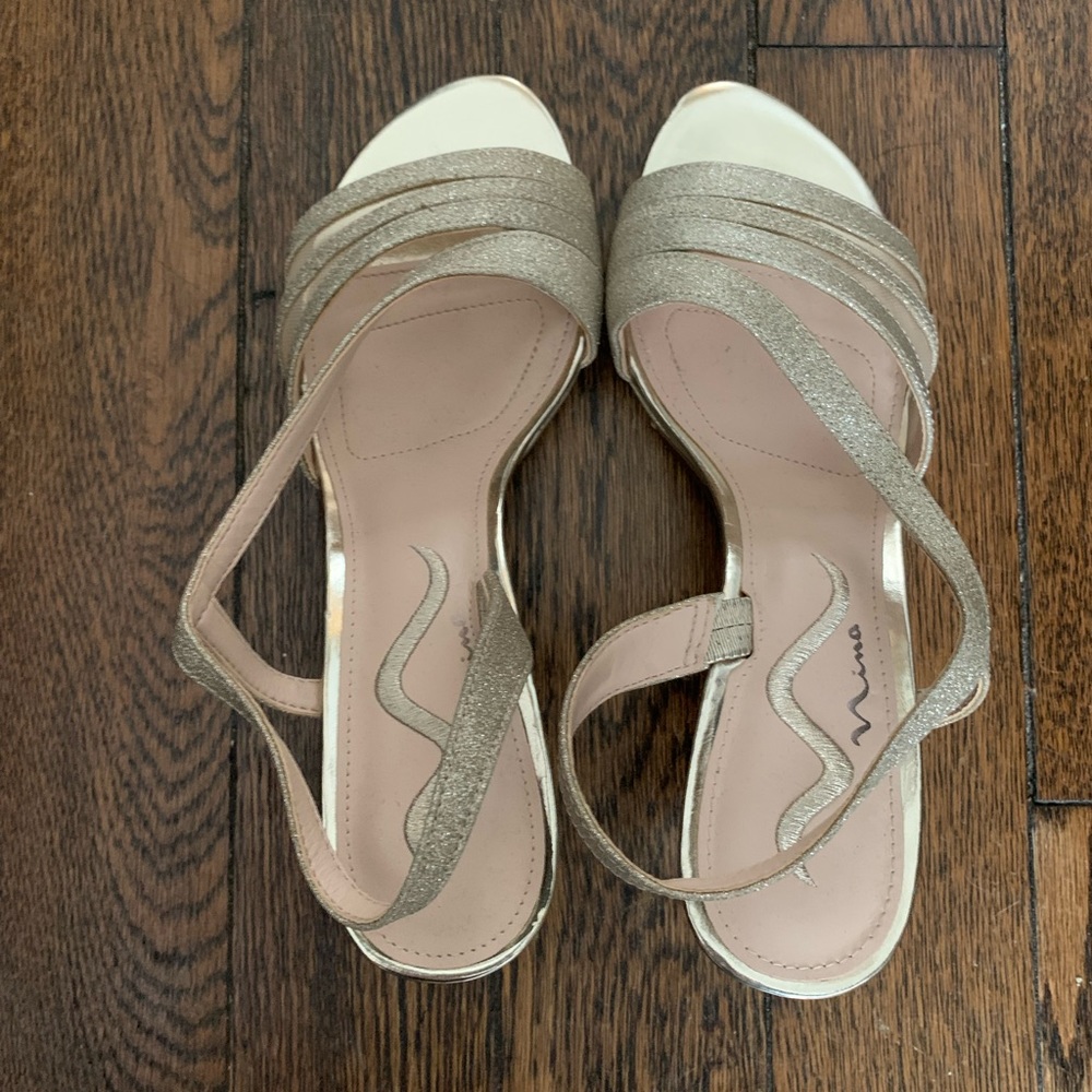 Gold strappy heels